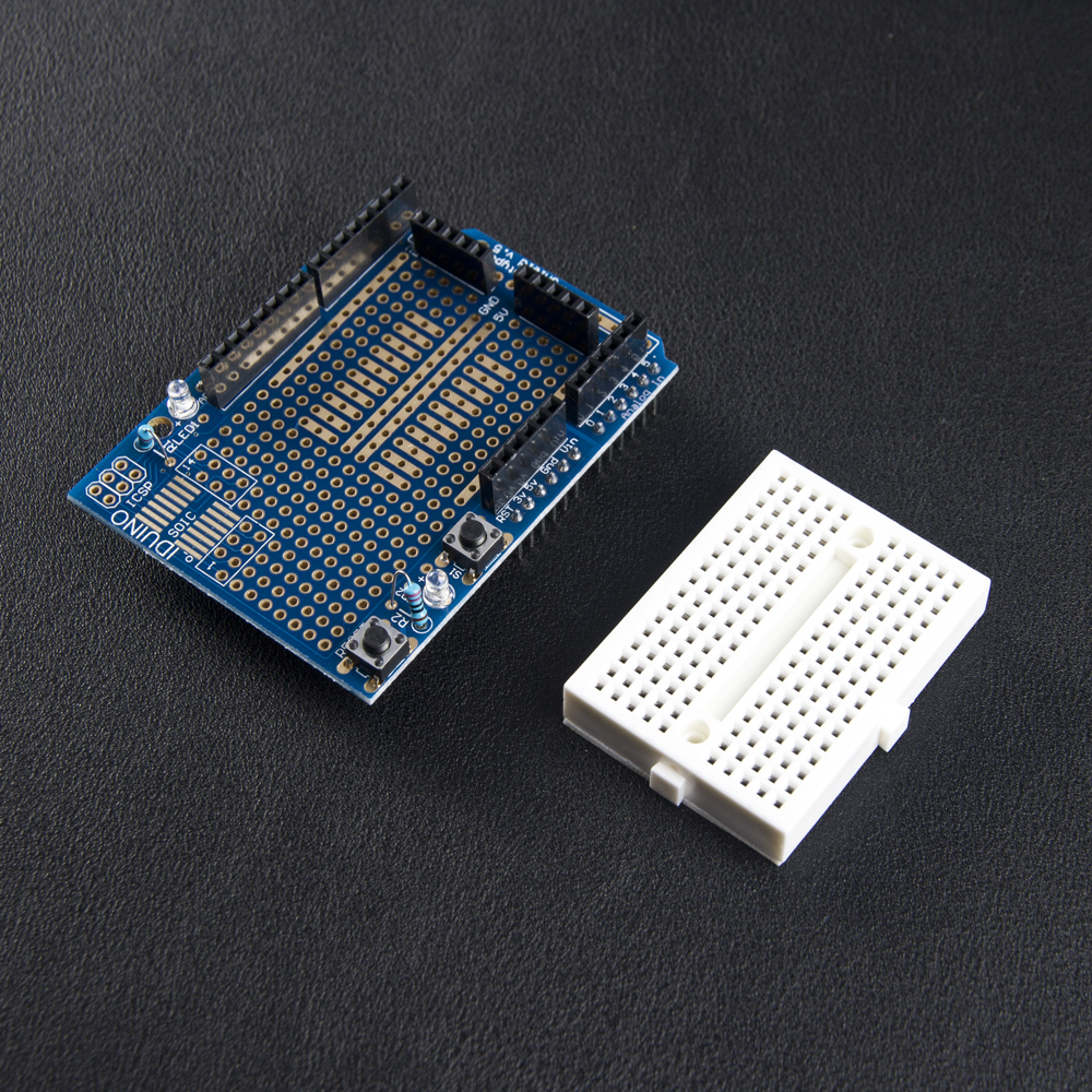 ProtoShield prototype  board with mini breadboard based arduino UNO R3